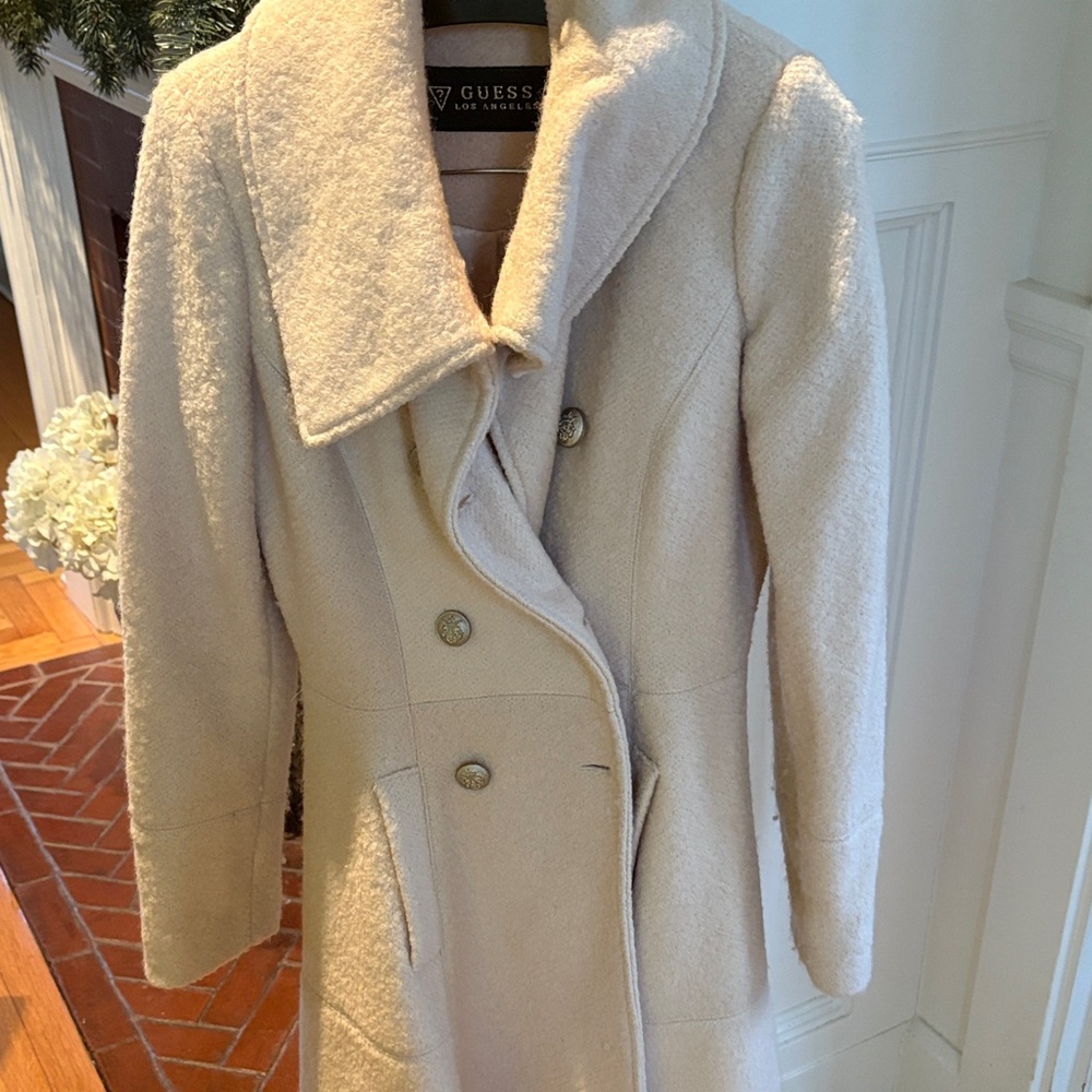GUESS Women's Elegant Cream Trench Coat